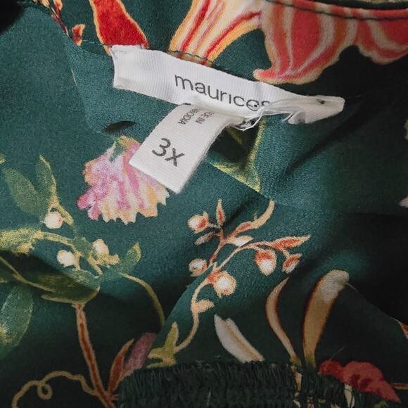 Maurices Roll Tab Floral Green Women's Top Plus Size‎ 3X - Picture 8 of 8